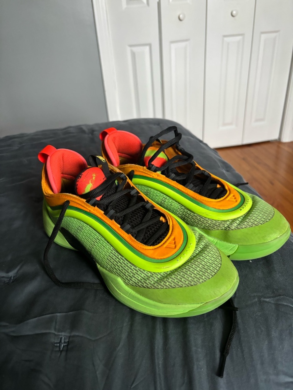 Vibrant Green & Orange Athletic Sneakers